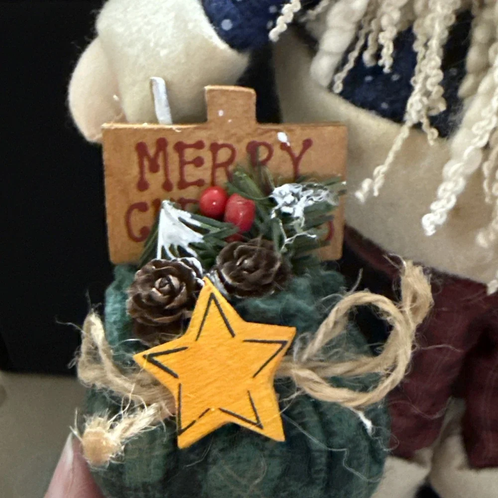 Primitive Fabric Santa Figurine Christmas Decoration 14.5